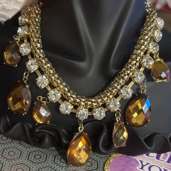 New Design Charm Fashion Coffee Rhinestone Pendants Gold tone necklace - Picture 1 of 5